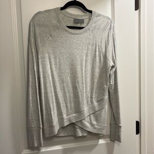 Grey athleta shirt lightweight sweatshirt small asymmetrical hem waist gray